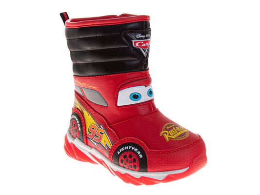 Disney Pixar Cars Lightning McQueen Snow Boots Boys  Race Car Graphics Warm Lined Waterproof Durable Tread Velcro Closure (Toddler / Little Kid)