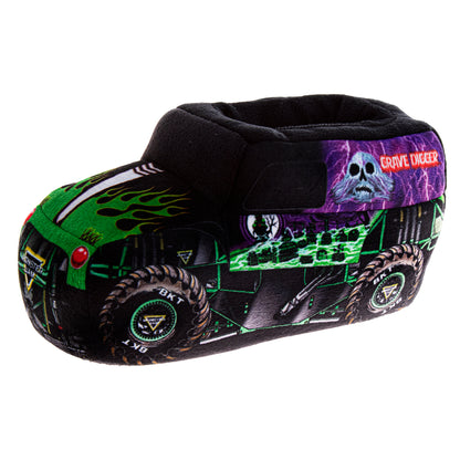 Monster Jam Grave Digger Kids 3D Slip-On Slippers Dual Sizes (Toddler / Little Kid)