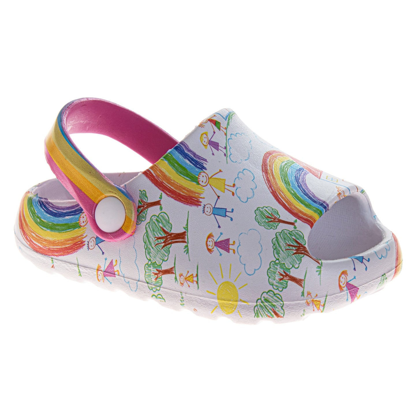 Crayola™ Kids Rainbow Graphic Clogs with Adjustable Heel Strap – Lightweight Slip-On Casual Shoes (Toddler)