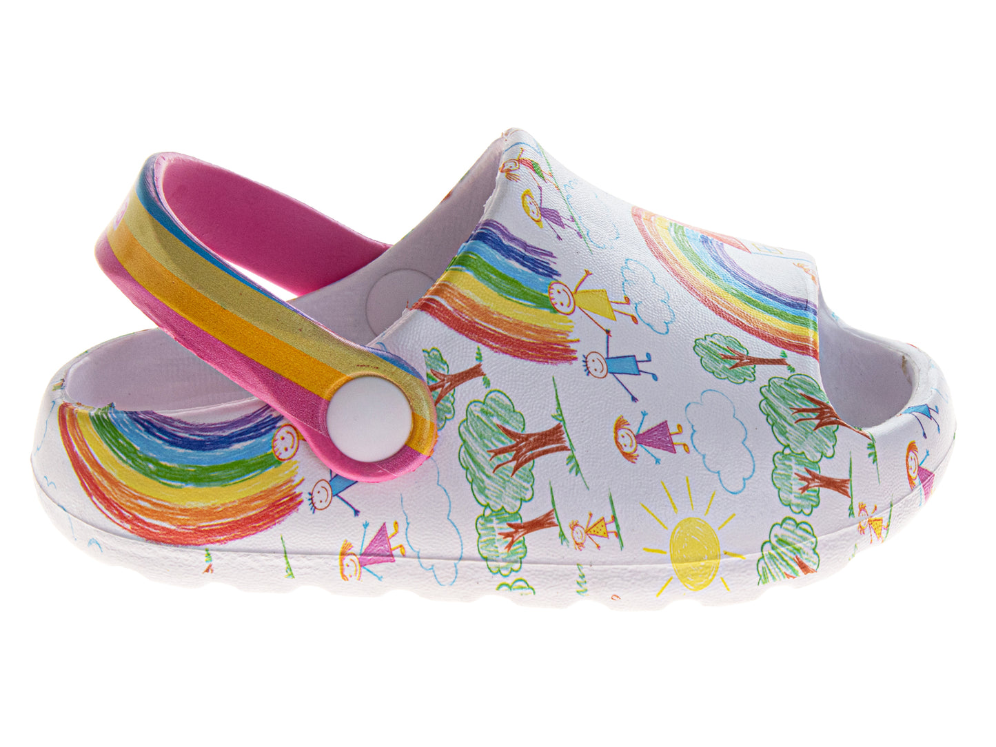 Crayola™ Kids Rainbow Graphic Clogs with Adjustable Heel Strap – Lightweight Slip-On Casual Shoes (Toddler)