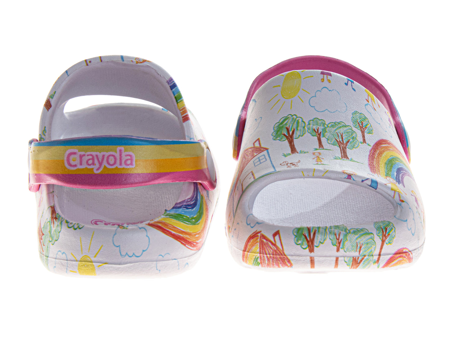 Crayola™ Kids Rainbow Graphic Clogs with Adjustable Heel Strap – Lightweight Slip-On Casual Shoes (Toddler)