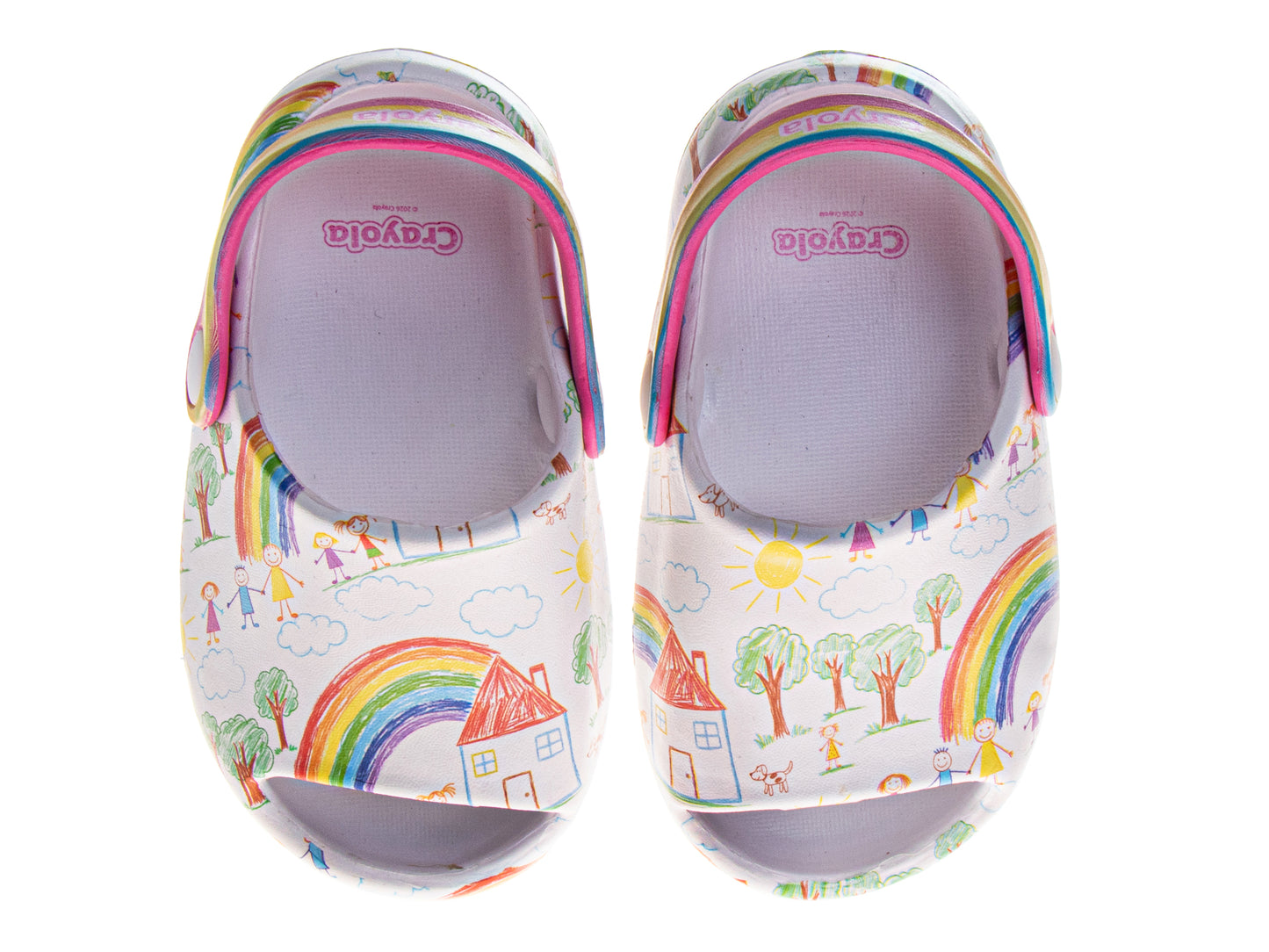 Crayola™ Kids Rainbow Graphic Clogs with Adjustable Heel Strap – Lightweight Slip-On Casual Shoes (Toddler)