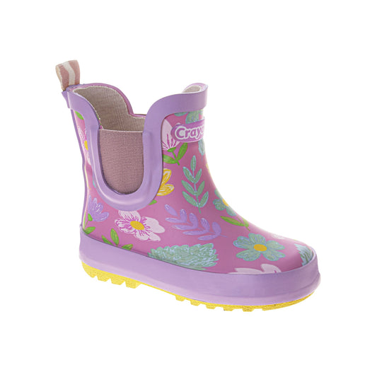 Crayola™ Girls Floral Rain Boots – Waterproof Slip-On Rubber Boots with Easy Pull Tabs (Toddler/Little Kids)