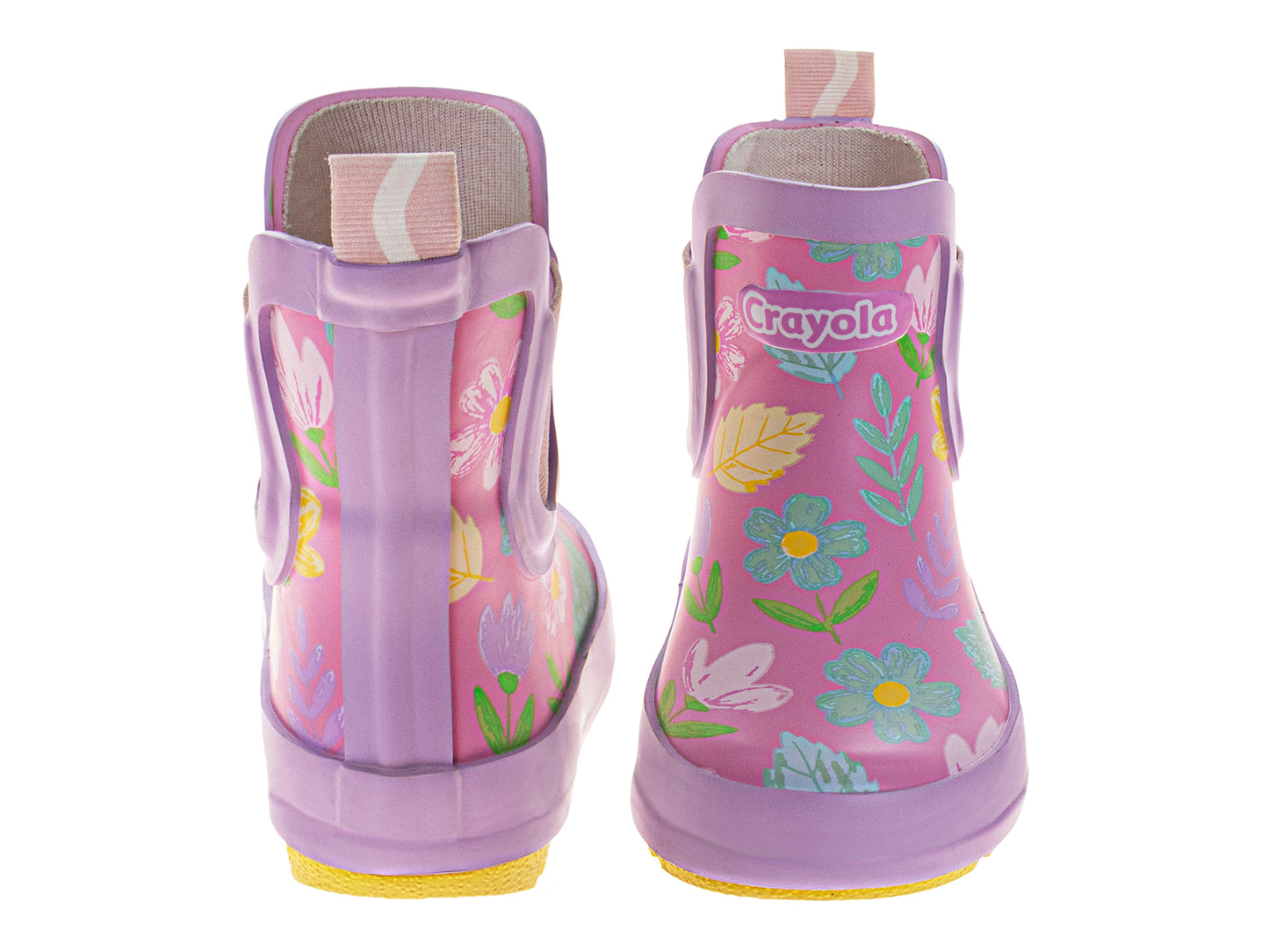 Crayola™ Girls Floral Rain Boots – Waterproof Slip-On Rubber Boots with Easy Pull Tabs (Toddler/Little Kids)