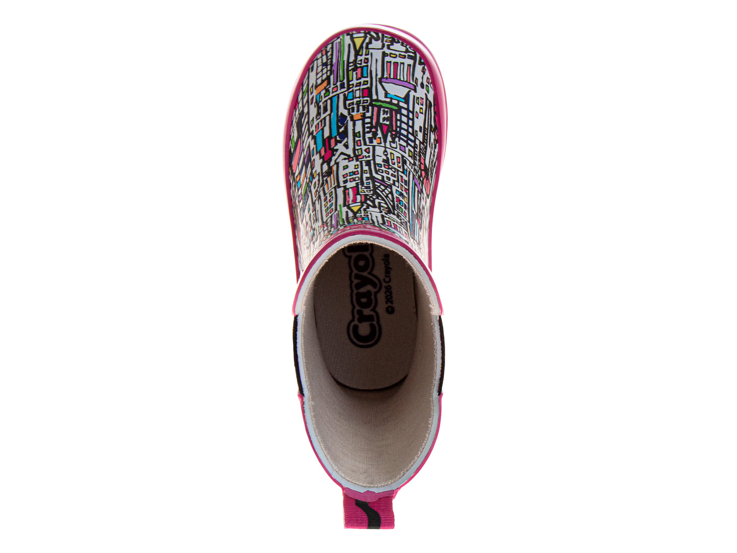 Crayola™ Girls City Print Rain Boots  Waterproof Pull-On Rubber Boots with Elastic Side Panels (Toddler/Little Kids)