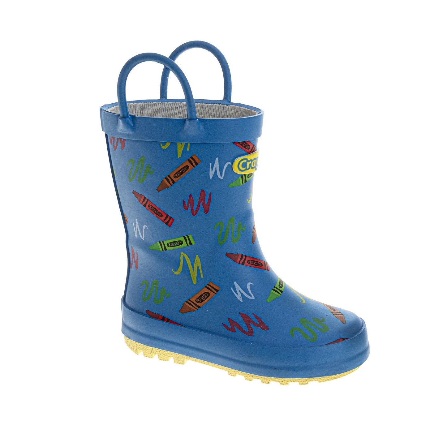 Crayola™ Kids Crayon Print Rain Boots Waterproof Pull-On Rubber Boots with Easy Carry Handles  (Toddler/Little Kids)