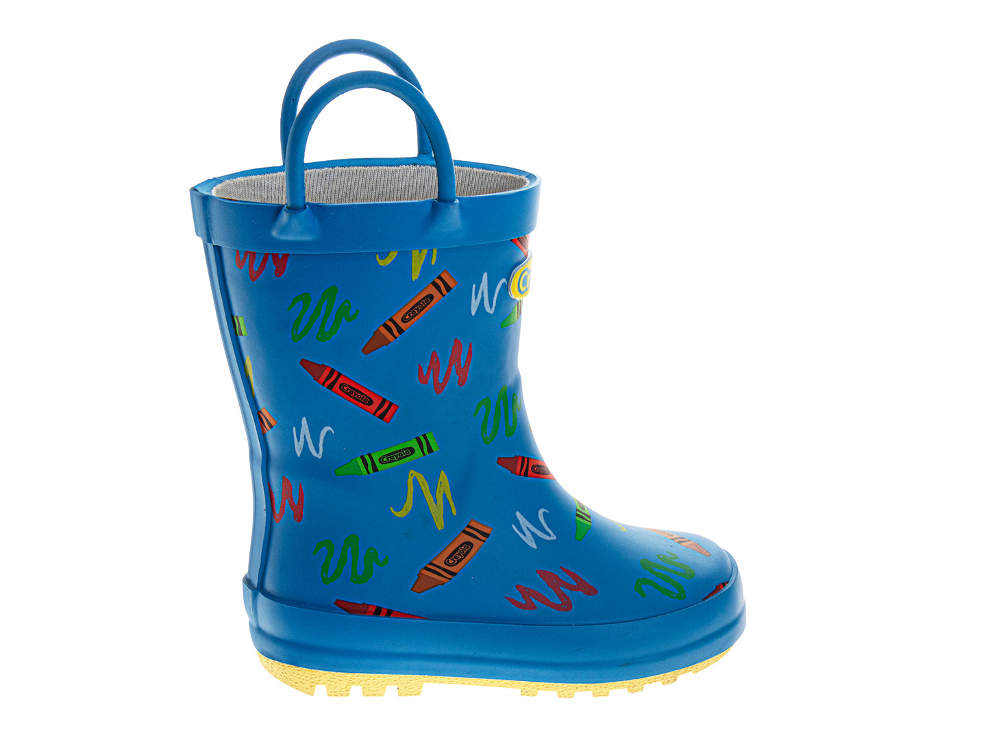 Crayola™ Kids Crayon Print Rain Boots Waterproof Pull-On Rubber Boots with Easy Carry Handles  (Toddler/Little Kids)