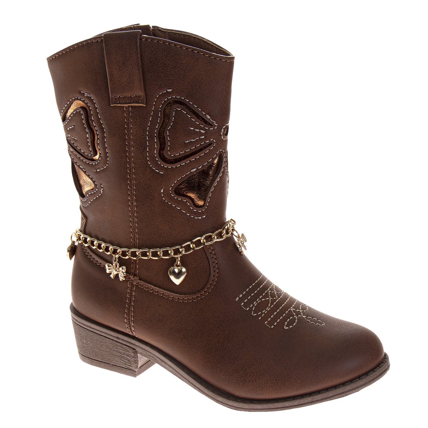 Kensie Girl Western Boots – Girls Mid-Calf Cowboy Boots with Charm Chain Detail (Little Kid/Big Kid)