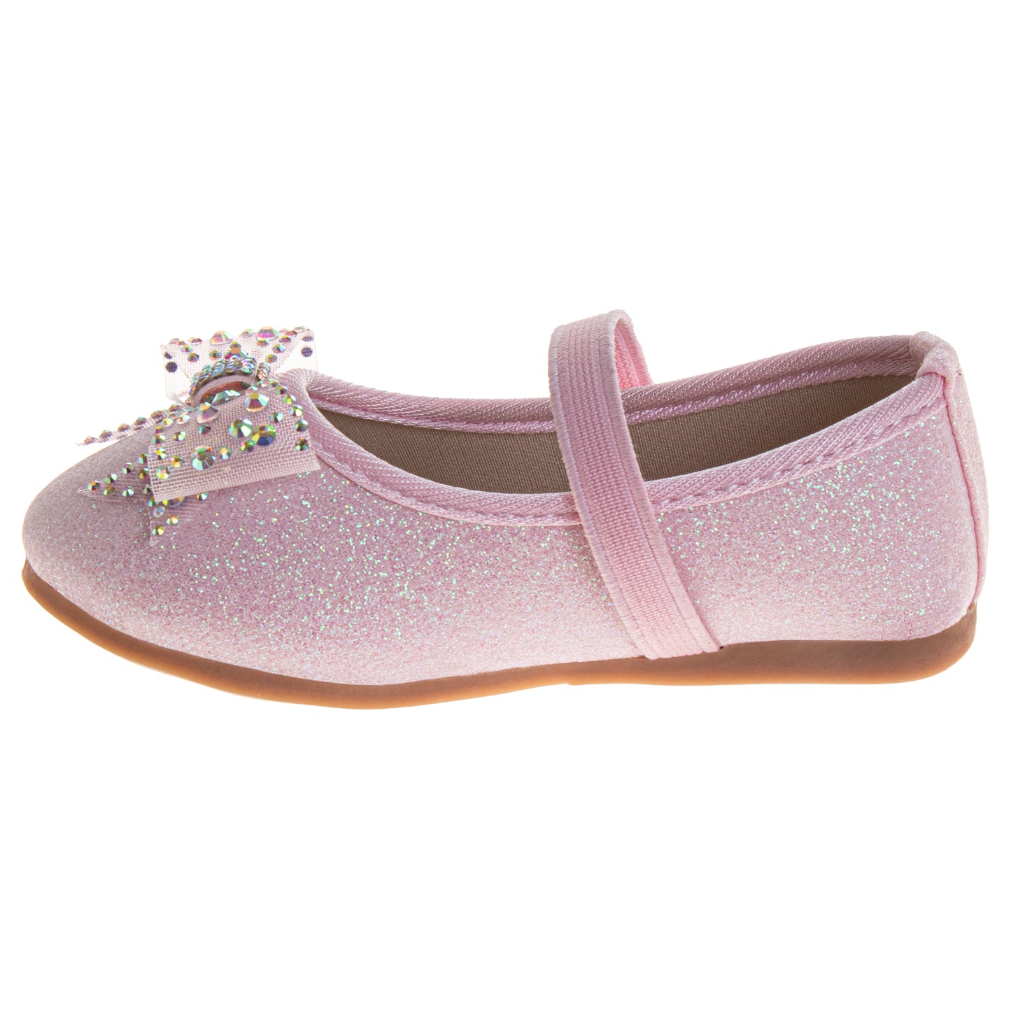 Laura Ashley Mary Jane Flats – Girls Glitter Dress Shoes with Bow Detail   (Toddler)