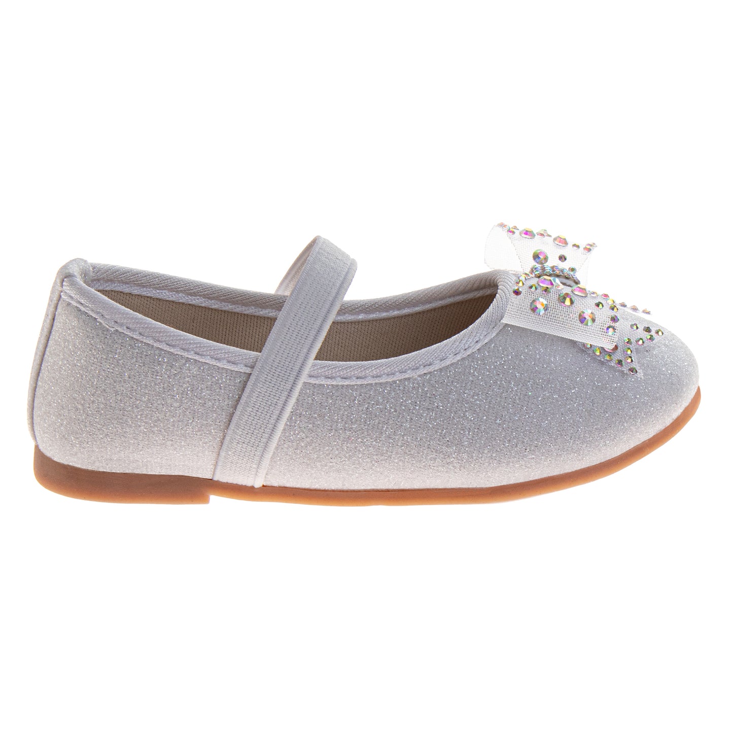 Laura Ashley Mary Jane Flats – Girls Glitter Dress Shoes with Bow Detail   (Toddler)