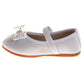 Laura Ashley Mary Jane Flats – Girls Glitter Dress Shoes with Bow Detail   (Toddler)