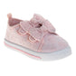 Laura Ashley Fashion Sneakers – Girls Glitter Bow Casual Shoes with Hook-and-Loop Strap (Toddler/Little Kid)