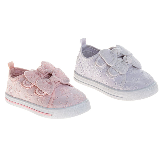 Laura Ashley Fashion Sneakers – Girls Glitter Bow Casual Shoes with Hook-and-Loop Strap (Toddler/Little Kid)