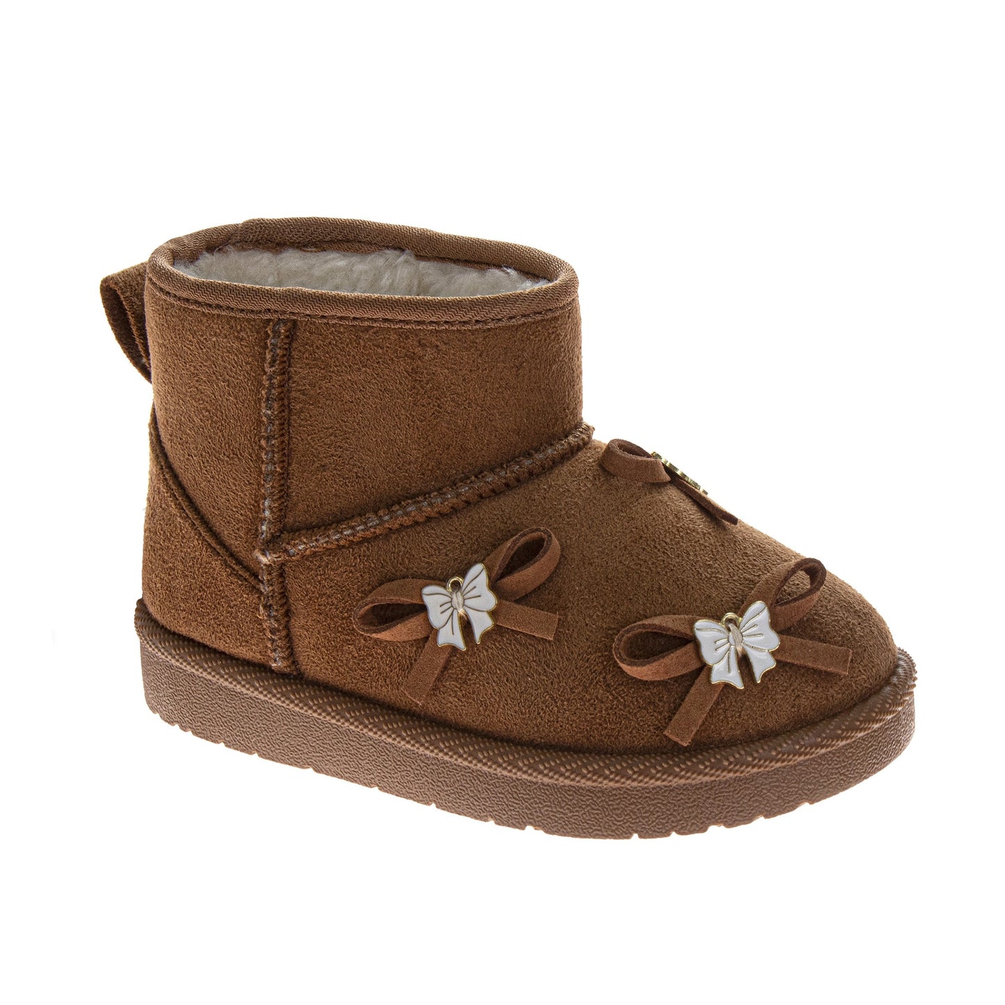 Laura Ashley Cozy Ankle Boots – Girls Faux Fur Winter Fashion Boots with Bow Detail (Toddler)