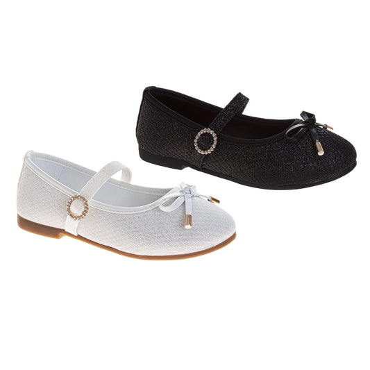 Laura Ashley Mary Jane Flats – Girls Bow Dress Shoes with Strap Closure  (Little Kid/Big Kid)