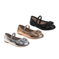 Laura Ashley Mary Jane Flats – Girls Metallic Dress Shoes with Strap Closure (Little Kid/Big Kid)