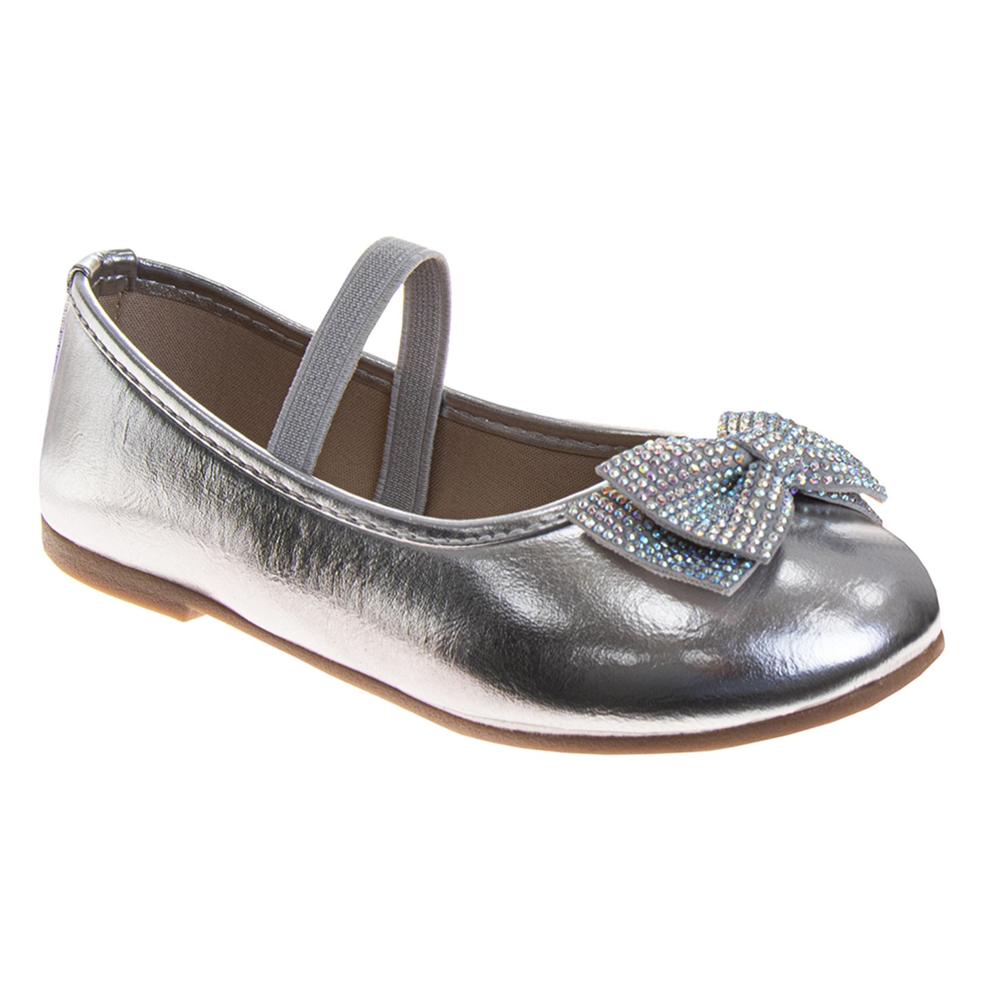 Laura Ashley Mary Jane Flats – Girls Metallic Dress Shoes with Strap Closure (Little Kid/Big Kid)