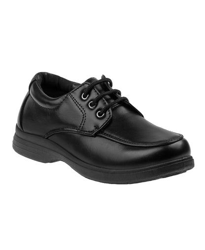 Josmo Little Kids Boys School Shoes. Lace up closure. Faux Leather upper. Cushioned Insole. Rubber sole. Classic design. Round toe.