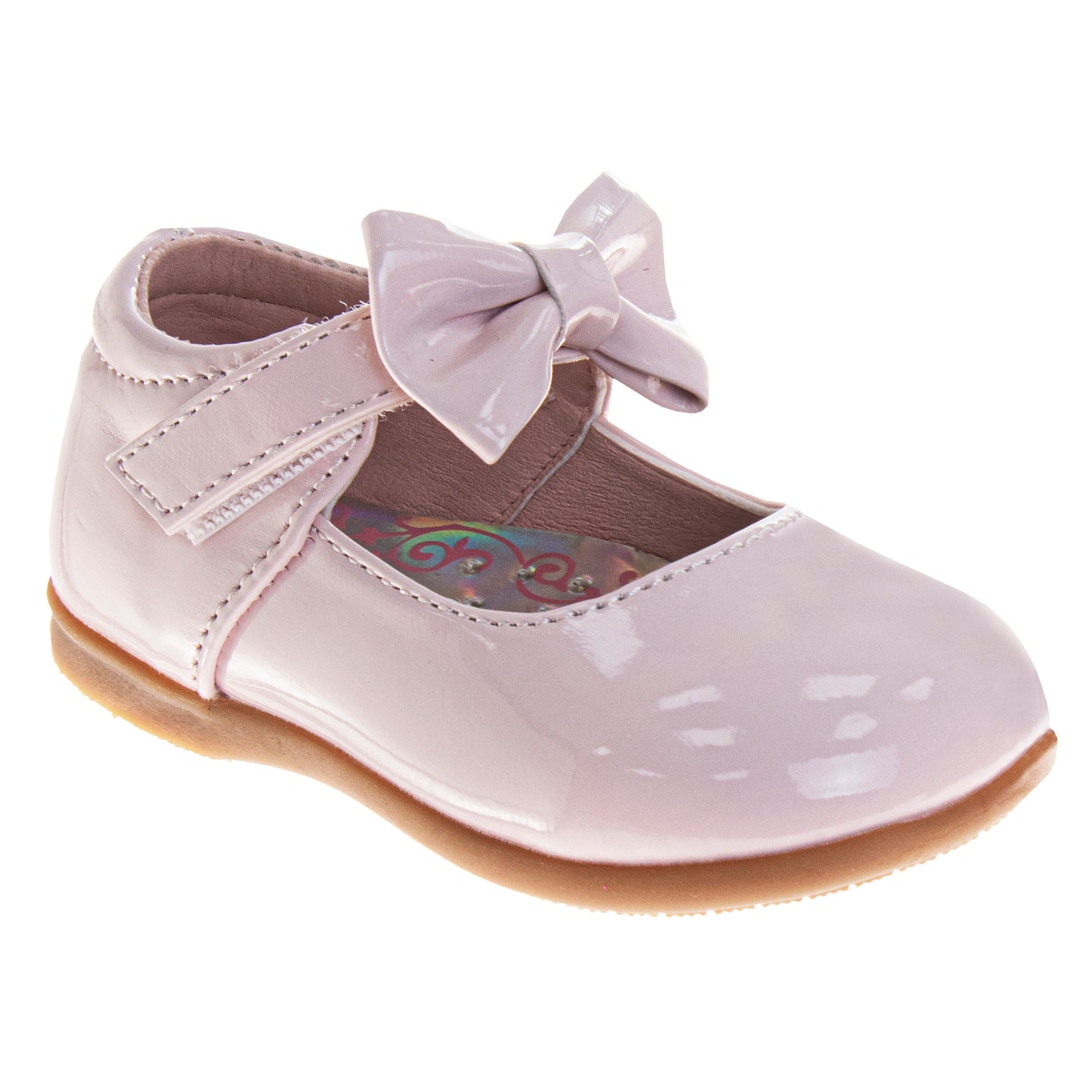 Josmo Girls' Mary Jane Dress Shoes, Classic Patent Flats with Bow Detail for Weddings and Special Occasions (Infant/Toddler)