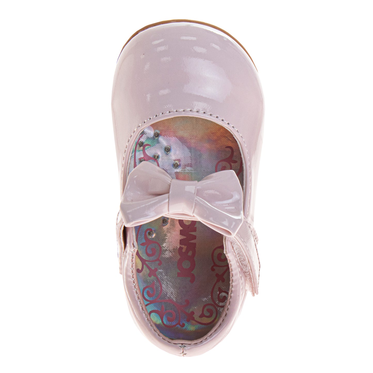 Josmo Girls' Mary Jane Dress Shoes, Classic Patent Flats with Bow Detail for Weddings and Special Occasions (Infant/Toddler)