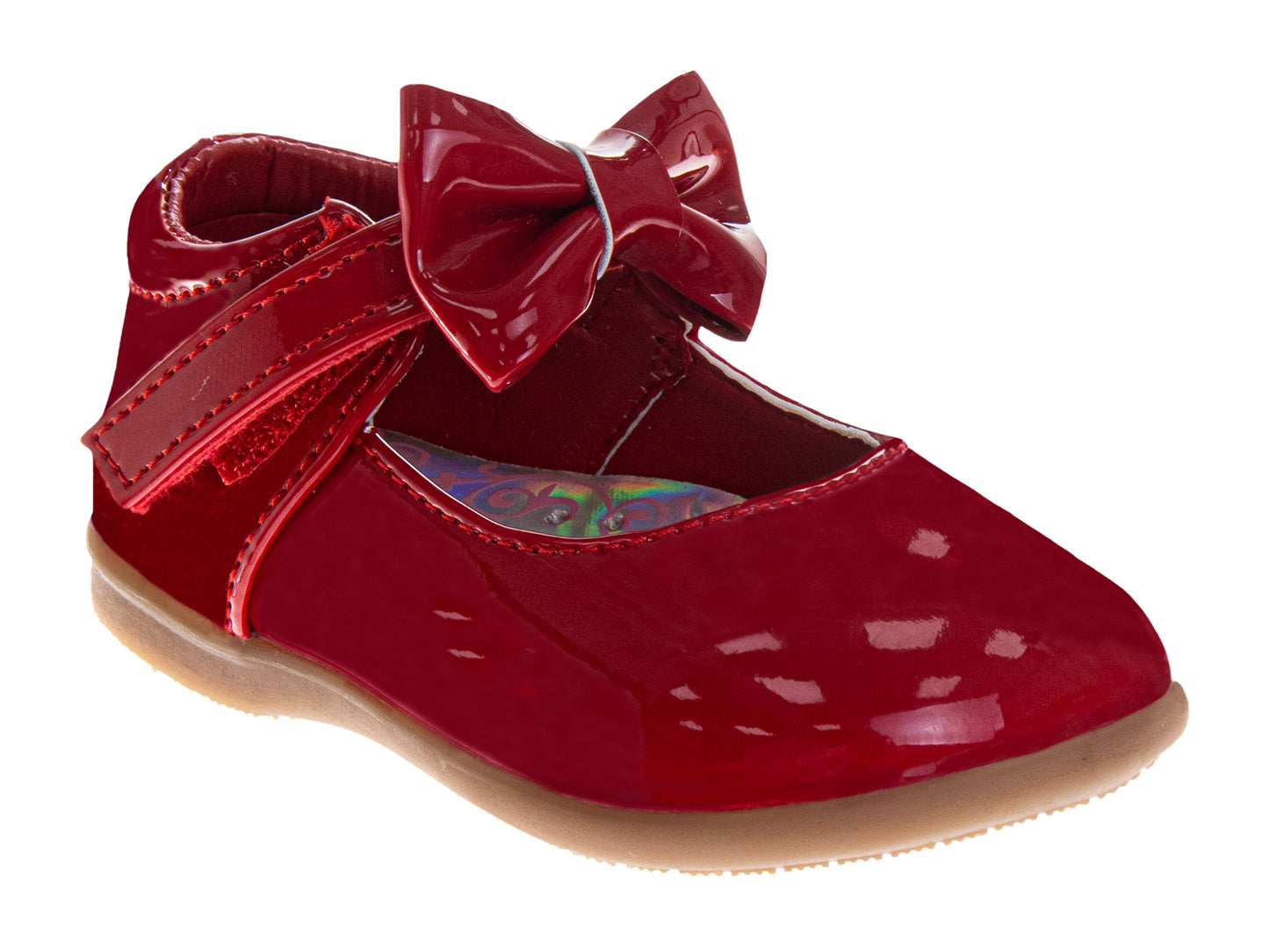 Josmo Girls' Mary Jane Dress Shoes, Classic Patent Flats with Bow Detail for Weddings and Special Occasions (Infant/Toddler)