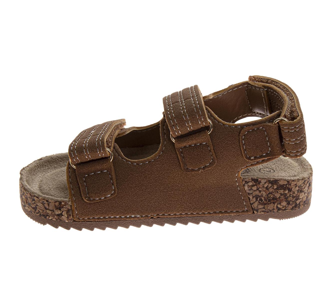 Boys' Footbed Sandals, Casual Strappy Sandals, Cork Sole Comfort Shoes, Brown (Toddler)