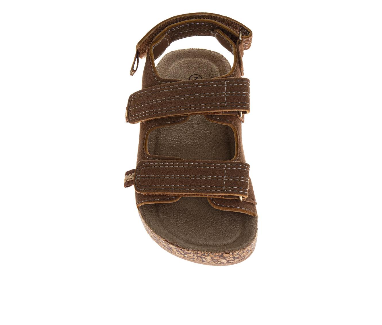 Boys' Footbed Sandals, Casual Strappy Sandals, Cork Sole Comfort Shoes, Brown (Toddler)