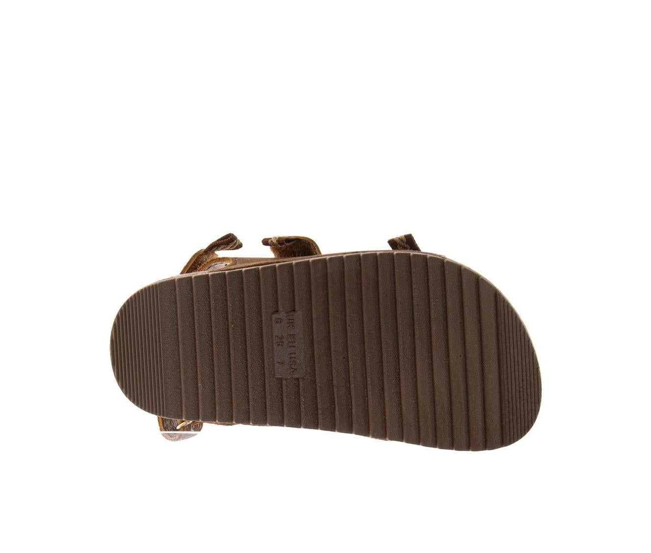 Boys' Footbed Sandals, Casual Strappy Sandals, Cork Sole Comfort Shoes, Brown (Toddler)