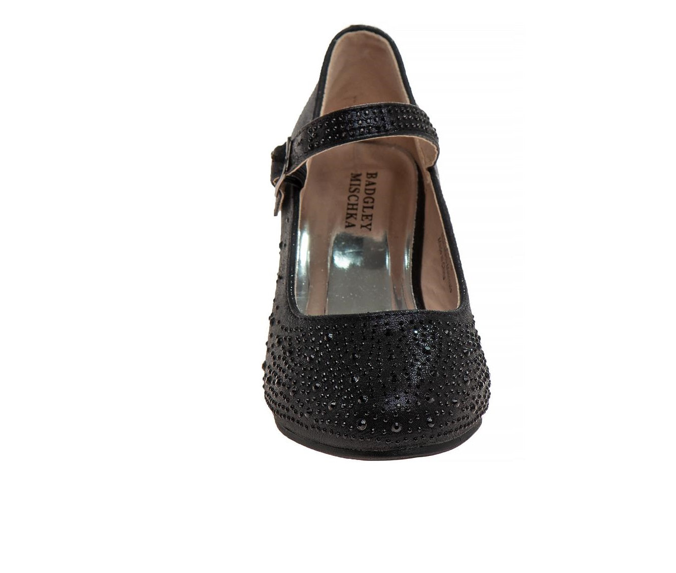 Badgley Mischka Dress Heel Shoes Girls - Elegant Formal Wear Comfort Block Heel Glitter Finish Adjustable Strap (Little Kid)