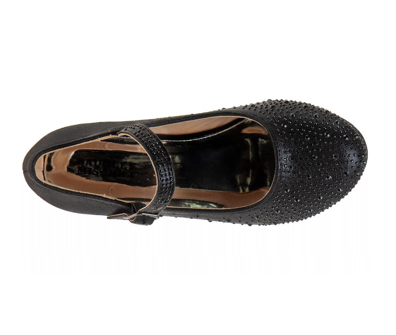 Badgley Mischka Dress Heel Shoes Girls - Elegant Formal Wear Comfort Block Heel Glitter Finish Adjustable Strap (Little Kid)