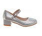 Badgley Mischka Dress Heel Shoes Girls - Elegant Formal Wear Comfort Block Heel Glitter Finish Adjustable Strap (Little Kid)