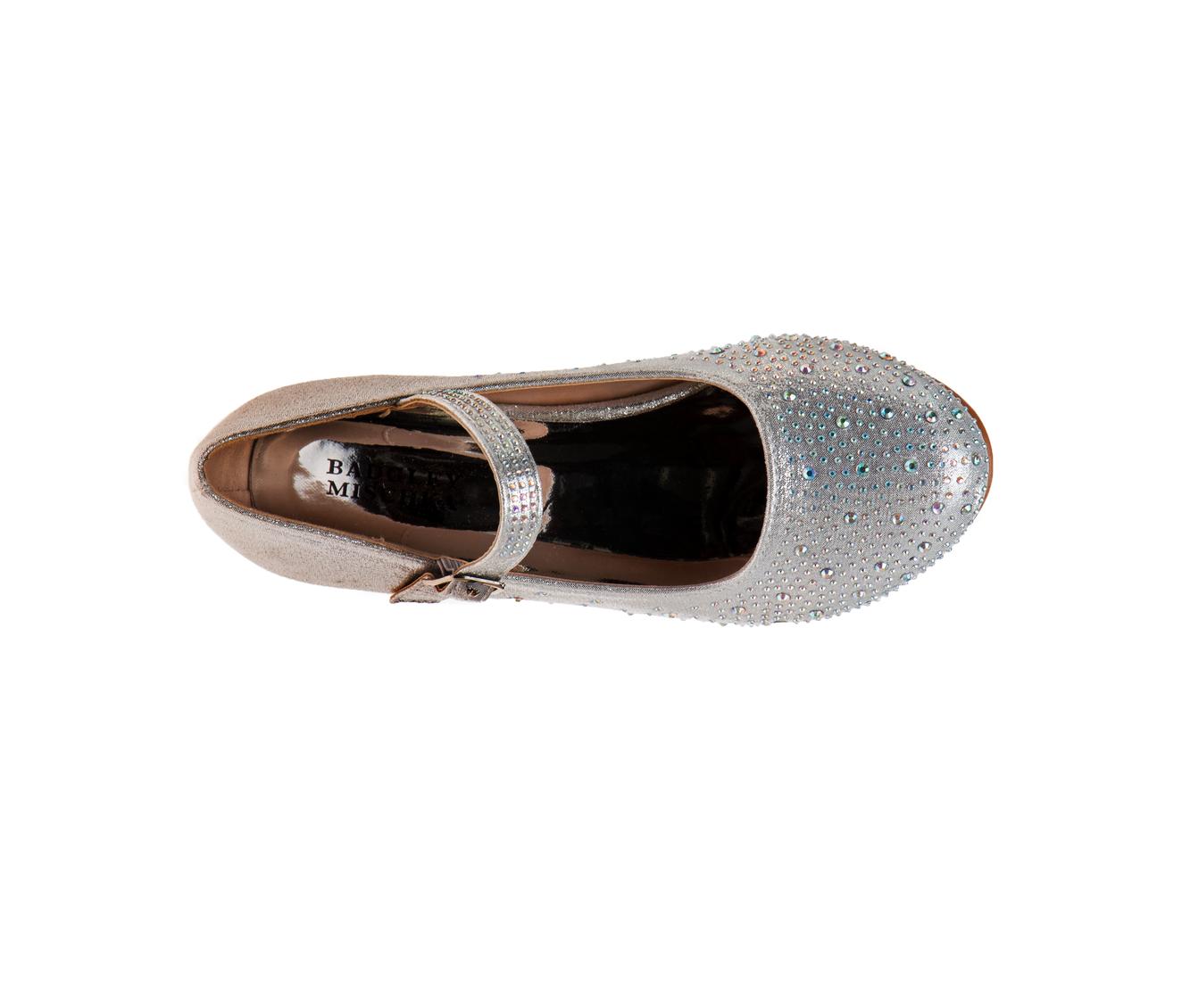 Badgley Mischka Dress Heel Shoes Girls - Elegant Formal Wear Comfort Block Heel Glitter Finish Adjustable Strap (Little Kid)