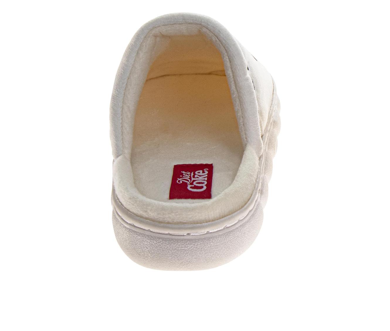 Coca-Cola Diet Coke Men’s Cozy Plush Slip-On Slippers – Cream “Diet Coke Social Club” Graphic Soft Indoor House Shoes (Adults)