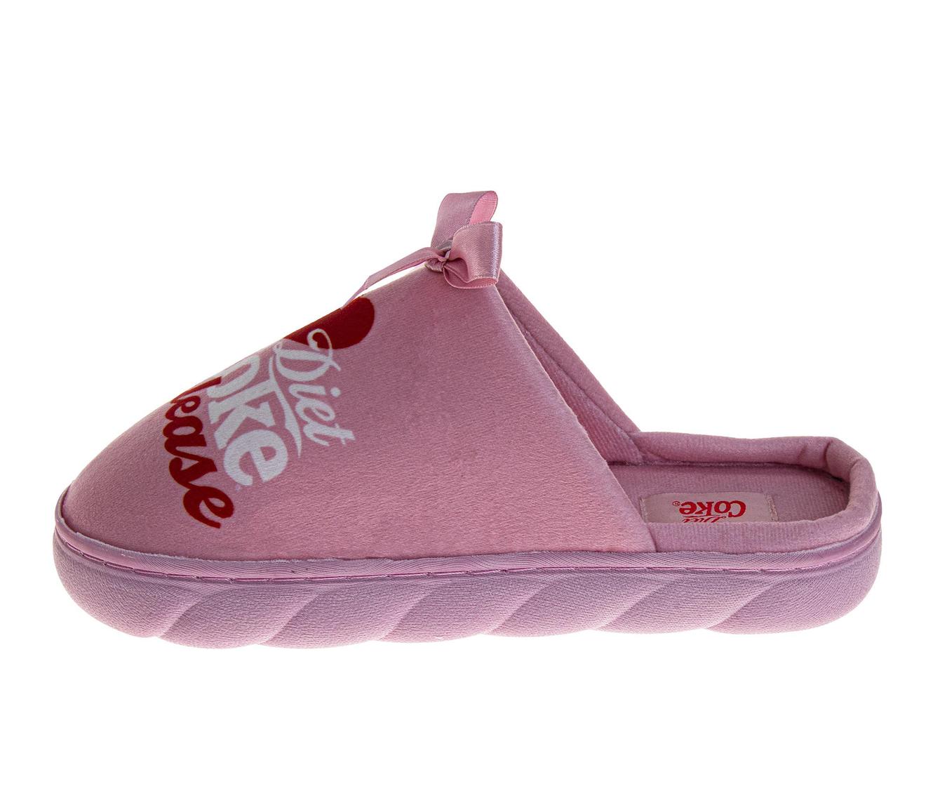 Coca-Cola Diet Coke Women’s Cozy Plush Slip-On Slippers – Pink “Diet Coke Please” Graphic Soft Indoor House Shoes (Adults)