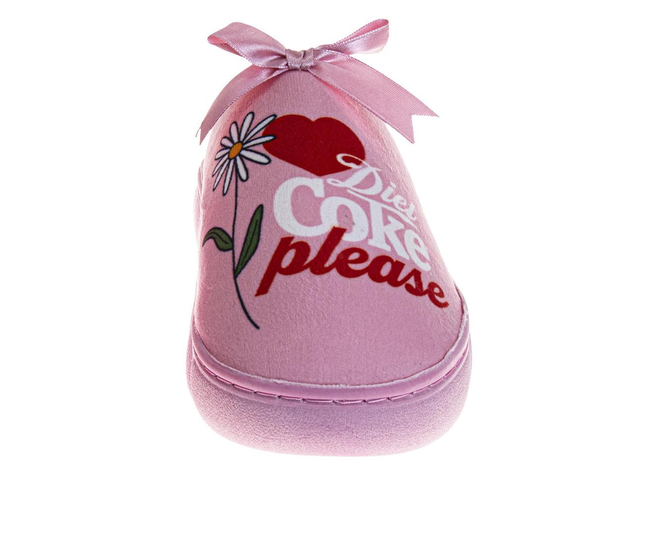 Coca-Cola Diet Coke Women’s Cozy Plush Slip-On Slippers – Pink “Diet Coke Please” Graphic Soft Indoor House Shoes (Adults)