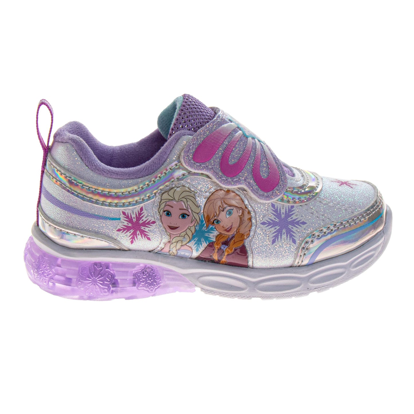 Frozen Sneakers for Girls Glitter Comfortable Adjustable Strap (Toddler / Little Kids)
