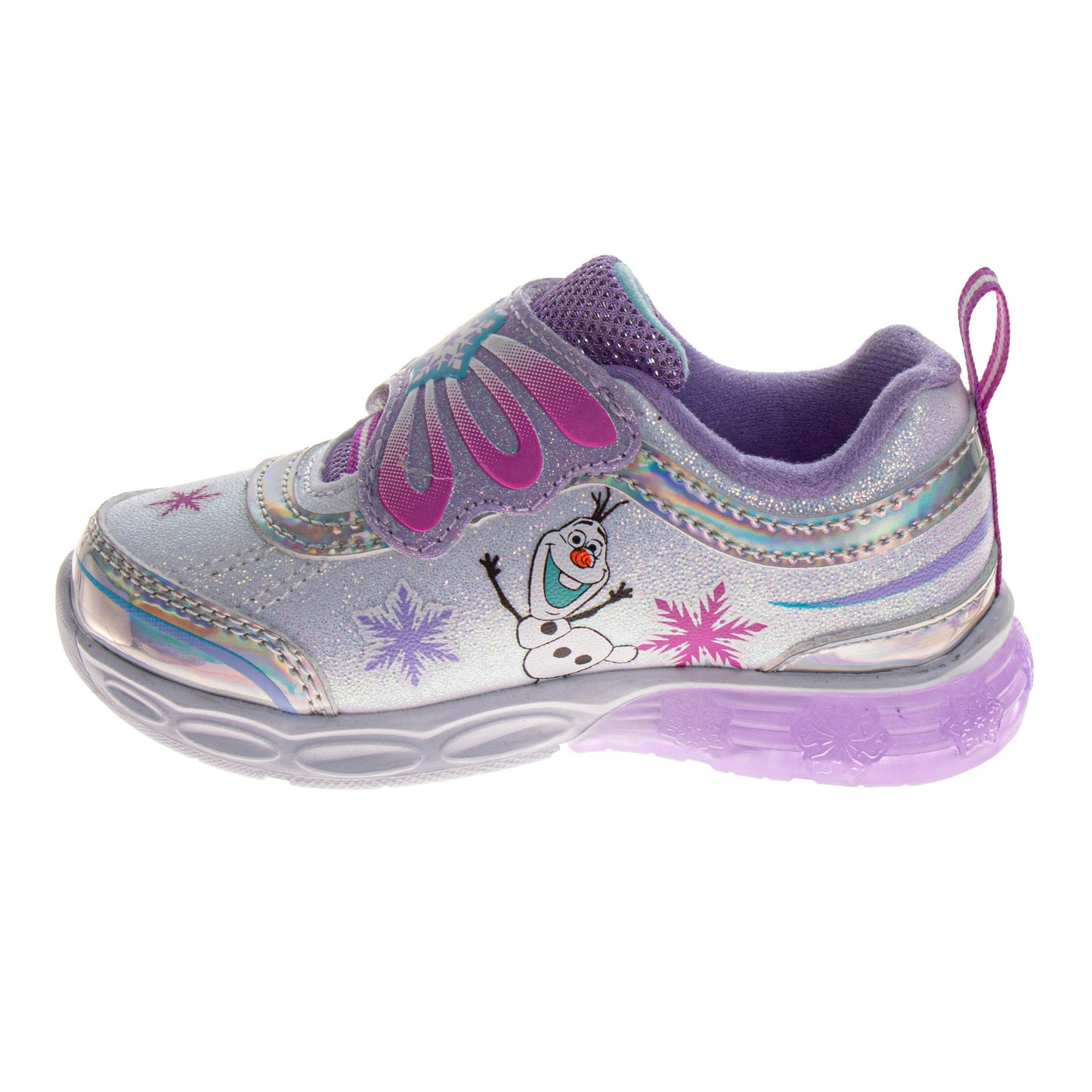 Frozen Sneakers for Girls Glitter Comfortable Adjustable Strap (Toddler / Little Kids)