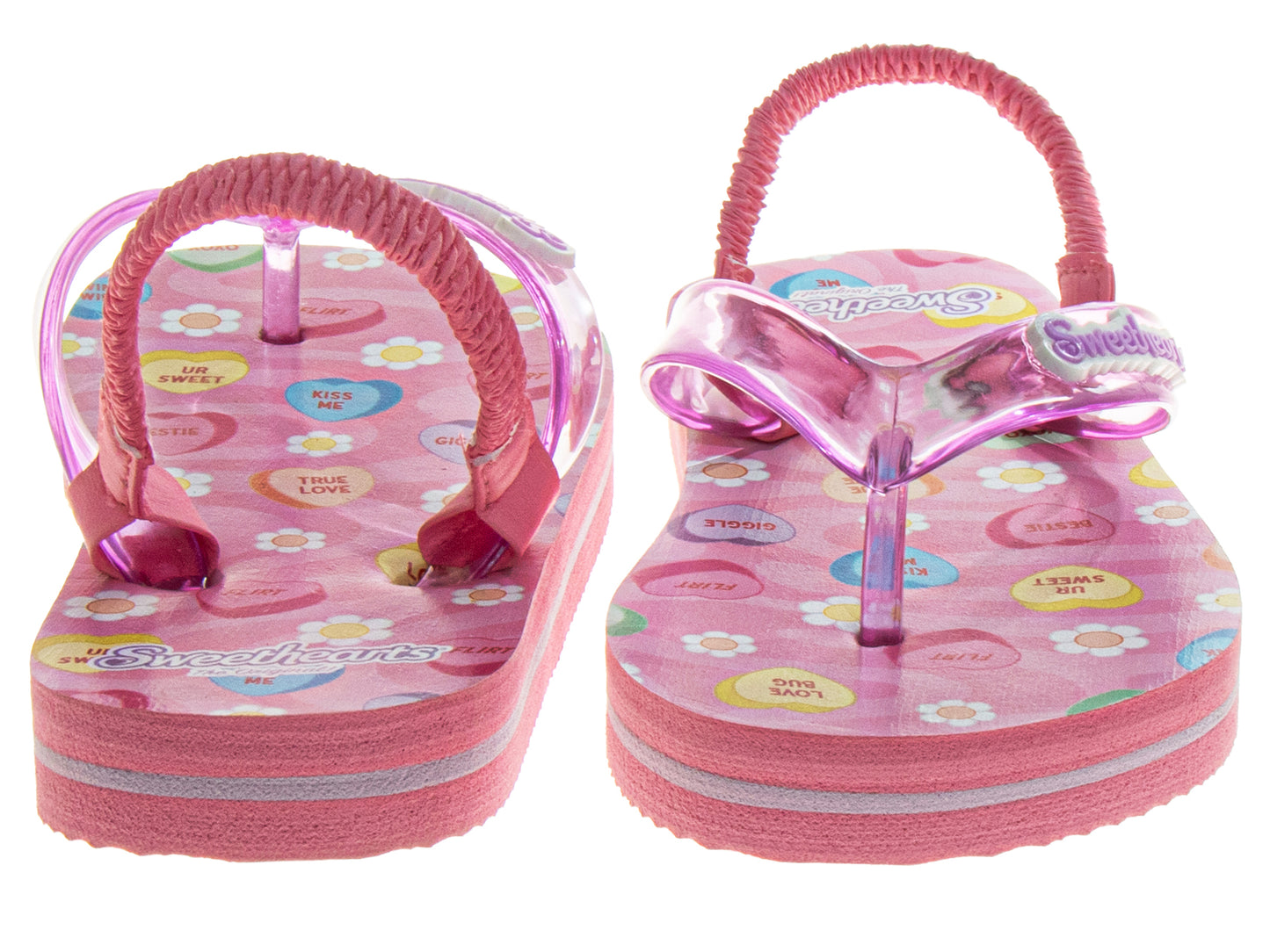 Sweethearts Girls Shoes, Girls Flip Flops, Thong Sandals - Kids Beach and Pool Shoes, Slip On Pink and Purple (Toddler Sizes 6-10, Little Kid Sizes 11)