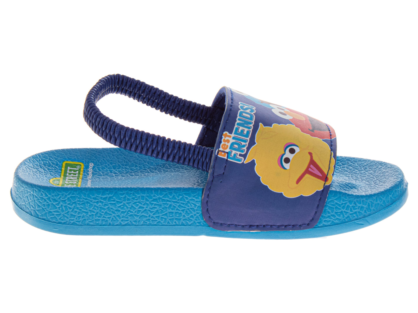Sesame Street Slide Sandals for Kids Characters Design Blue Slip-On Quick Dry Pool/Beach (Toddler / Little Kid)