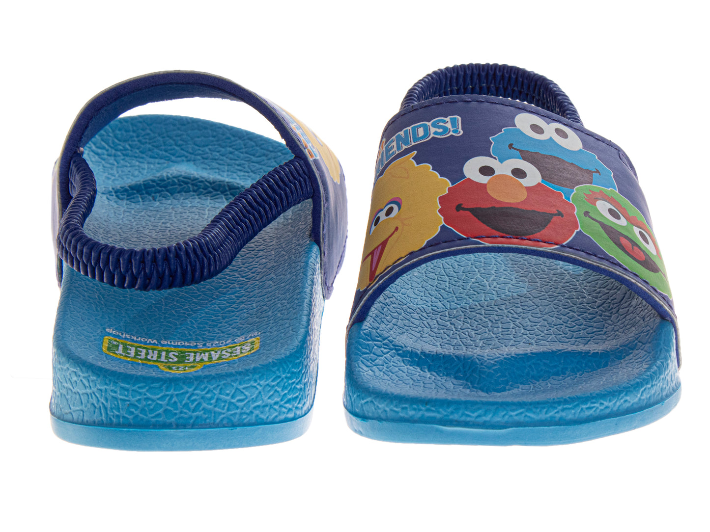 Sesame Street Slide Sandals for Boys  Characters Design Blue SlipOn Quick Dry Pool/Beach (Toddler / Little Kid)