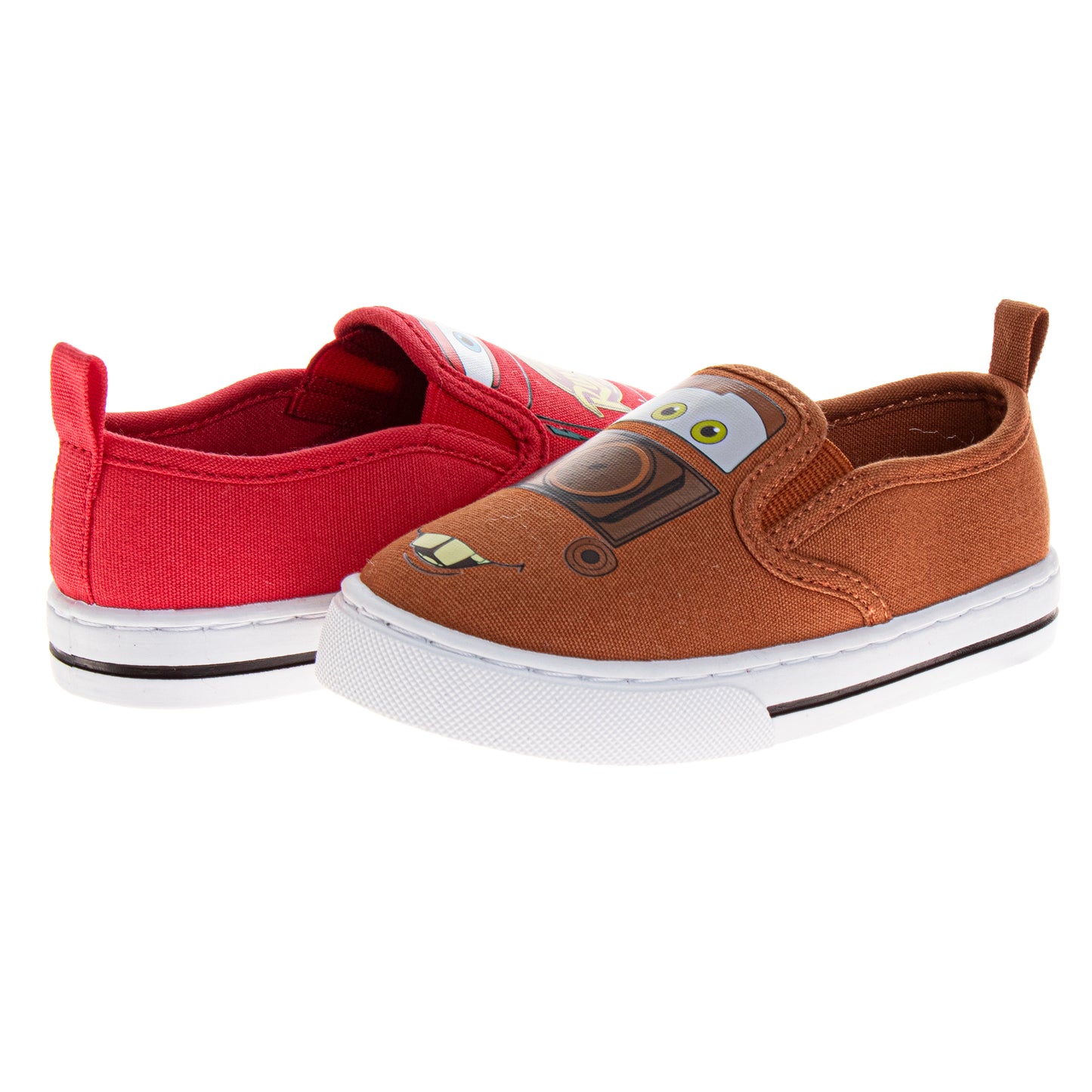 Disney Pixar Cars Boys Mismatched Slip-On Canvas Sneakers Featuring Lightning McQueen (Little Kid)