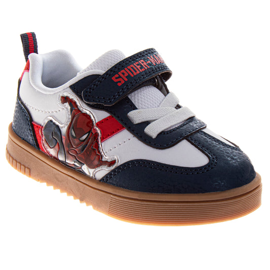 Marvel Spiderman Design Court Sneakers Boys  WebSlinger Durable Rubber Sole Athletic Support Hook and Loop Active Play (Toddler / Little Kid)