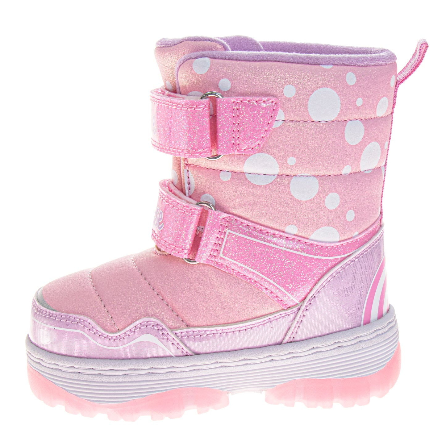 Disney Minnie Mouse Boots Girls  Pink Glitter Details Fashion Warm Lined Side Zipper Durable Sole (Toddler / Little Kid)