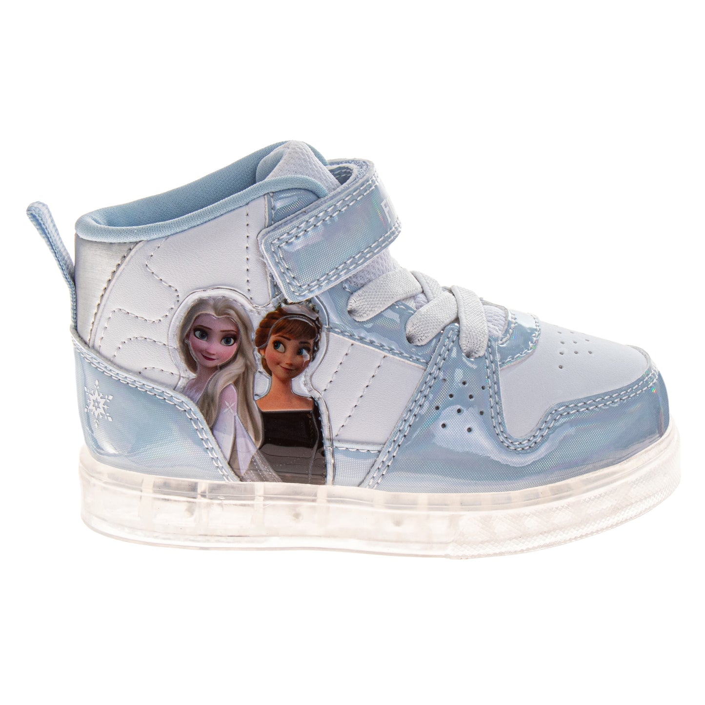 Frozen Girls Anna & Elsa Light-Up High-Top Sneakers with Hook and Loop Closure (Toddler)