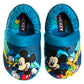 Disney Mickey Mouse Boys Slippers-Plush Lightweight Warm Comfort Soft Aline House Shoes Slippers - Navy Multi (sizes 5-12 Toddler)