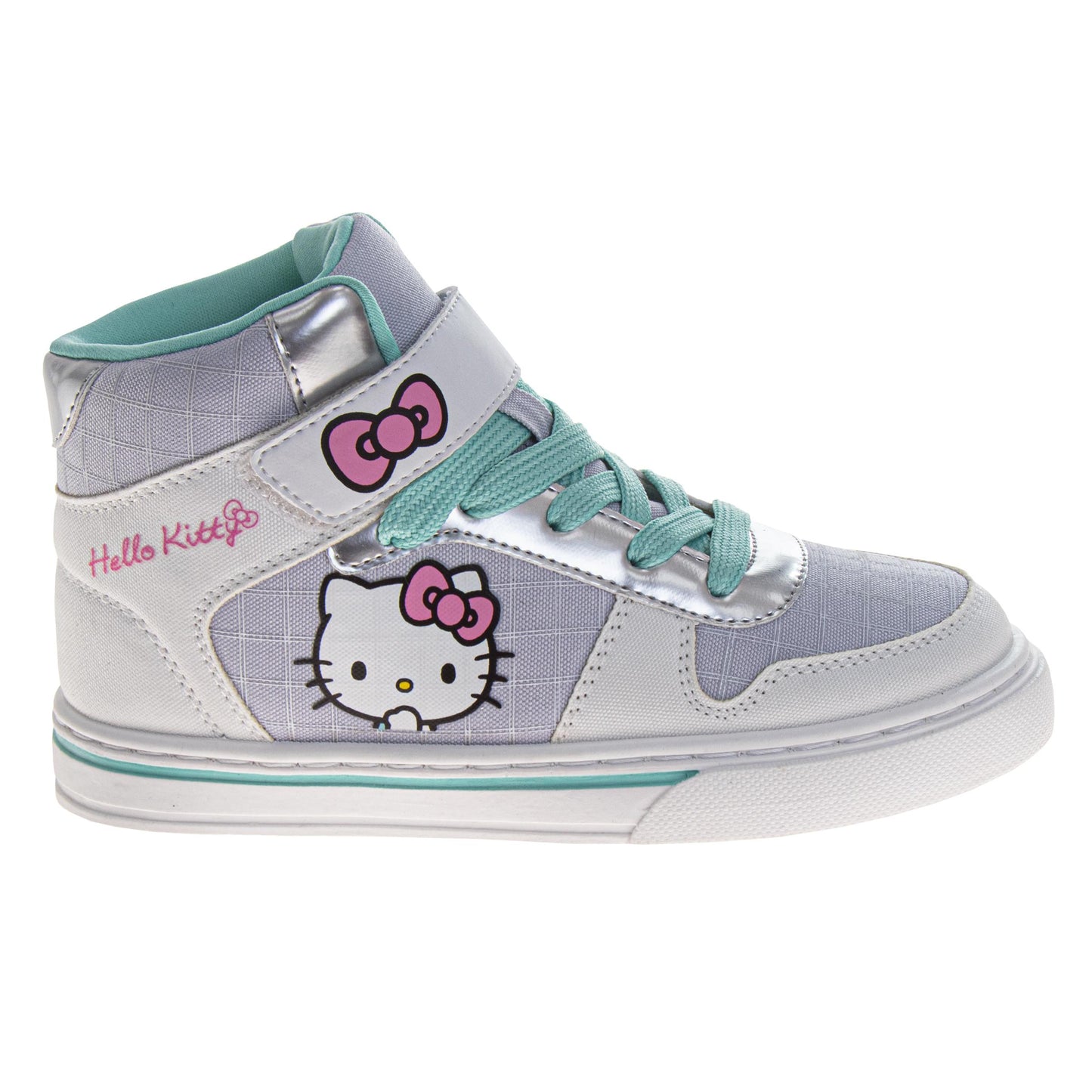 Hello Kitty Girls High Top Sneakers Hook and Loop with Lace-Up (Big Kid)