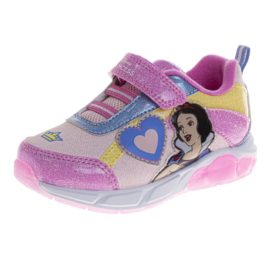 Disney Princess Girls Light-Up Sneakers with Hook and Loop Closure (Little Kid)