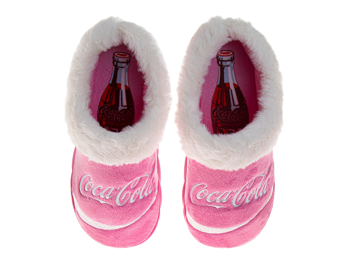 CocaCola Pink Iconic Script Casual Slippers for Women  Soft Cozy PlushLined Indoor Comfort (Adult)