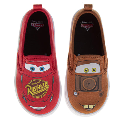 Disney Pixar Cars Boys Mismatched Slip-On Canvas Sneakers Featuring Lightning McQueen (Little Kid)