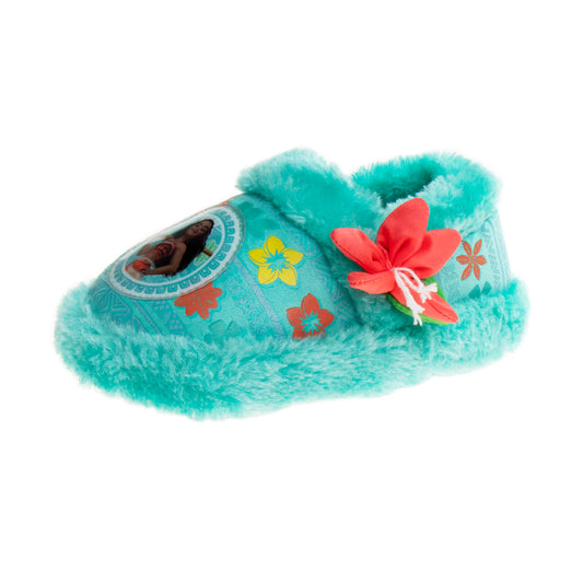 Disney Moana Sea Flower Slippers Girls  Dual Sizes Plush Home Wear Soft Fleece AntiSkid Sole (Toddler)